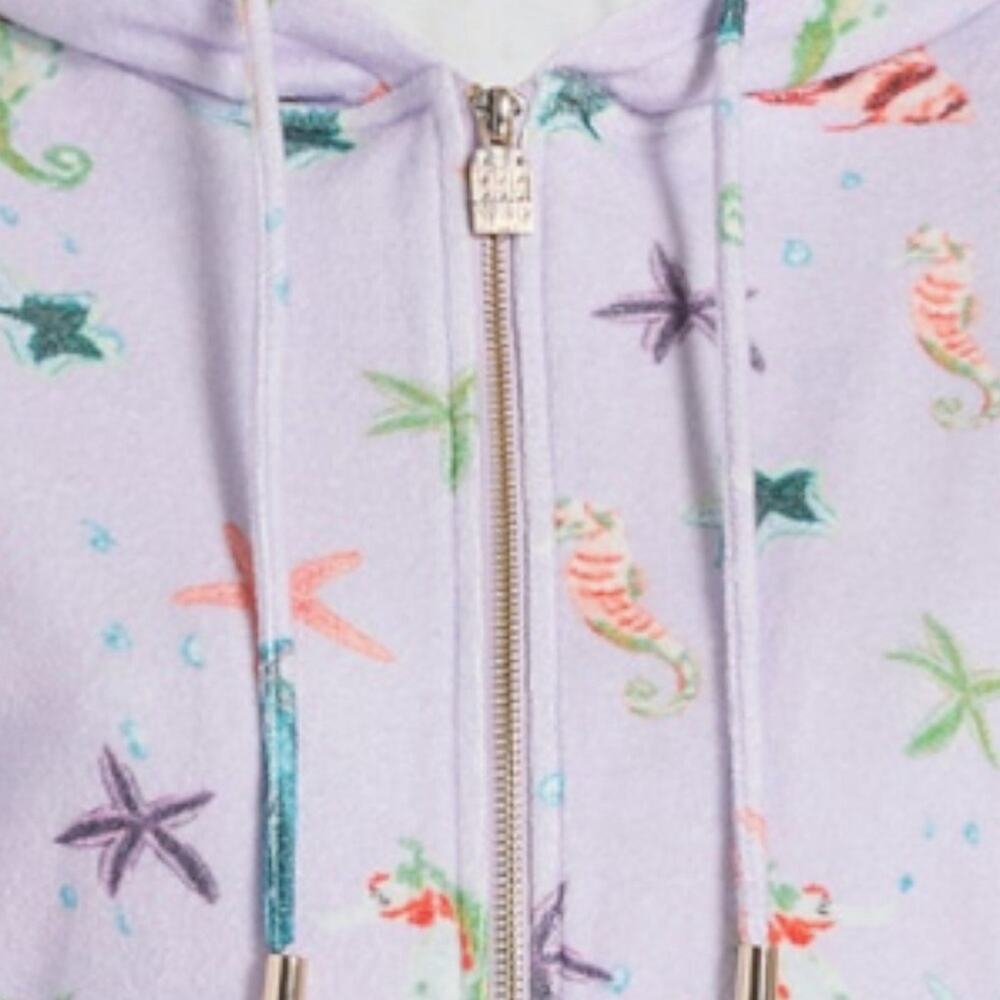 NWT Hill House Home Lilac Sea Creatures Beach The Allie Zip-Up Terry Hoodie XS - Picture 2 of 5